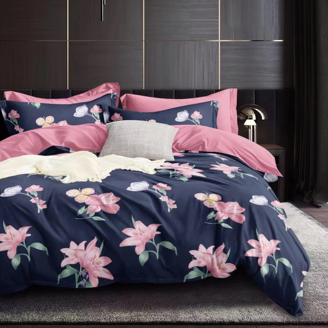 Blue-Red-Rose-Bedsheet