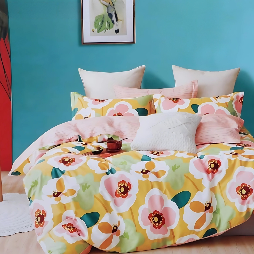 Yellow-Estique-Fitted-King-Size-Bedsheet-4